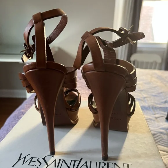 Saint Laurent Tan Strappy Heels - Picture 2 of 6
